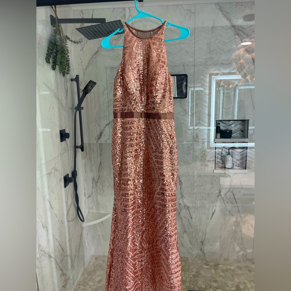 Cache size 4 gold dress . Used once . Excellent condition long gown